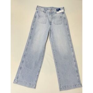 Old Navy Jeans Women 8 Extra High Rise Sky HI Wide Leg Light Blue Y2K NWT‎